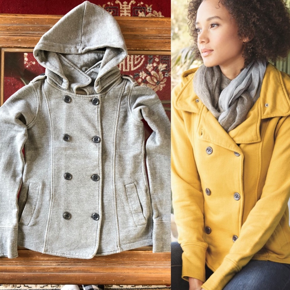 INDEPENDENT | Grey Soft Peacoat Jacket Hood Buttons S